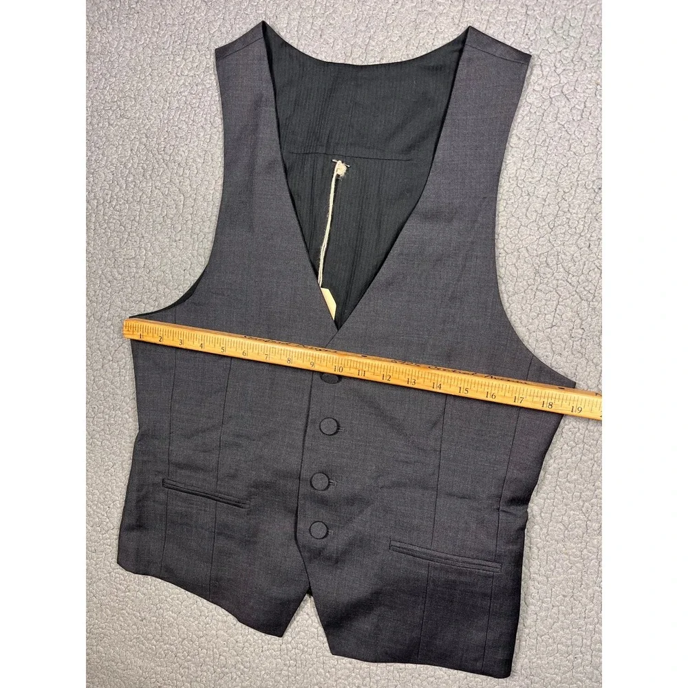 All Saints Wool Suit Vest Larson Waistcoat‎ Mens 40 Charcoal Grey MWE528 NWT